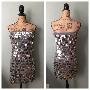 NWT Love Culture size large silver sequin dress!